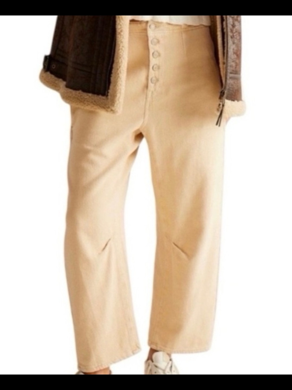 NWT Free People We The Free Osaka Barrel Midrise Jeans Latte Tan 29